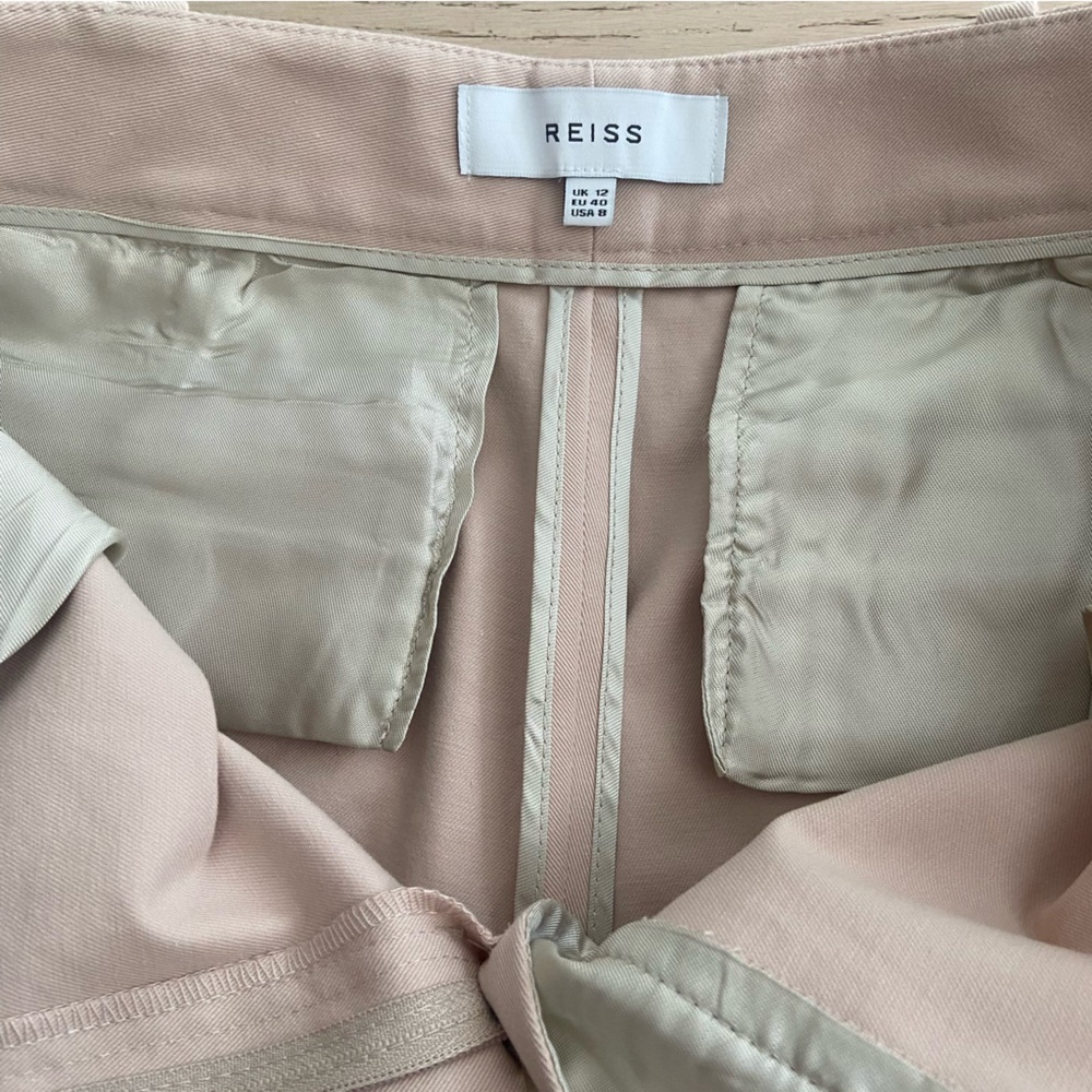 REISS Joy Tailored Ankle Pants Size 8 Beige Stretch Slim Trousers EUC - Picture 4 of 10